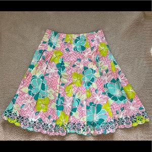 Lilly Pulitzer Hibiscus Pink Beach Mat Knee Length Skirt 4 White Tag